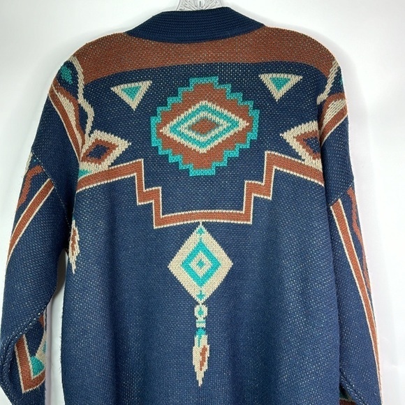 Vintage Southern Lady Blue Turquoise Southwestern Button Sweater Medium - Picture 5 of 9
